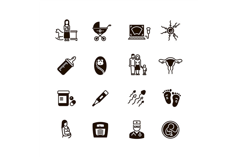 pregnant-mom-and-baby-vector-icons-woman-gynecology-and-pregnancy-bla