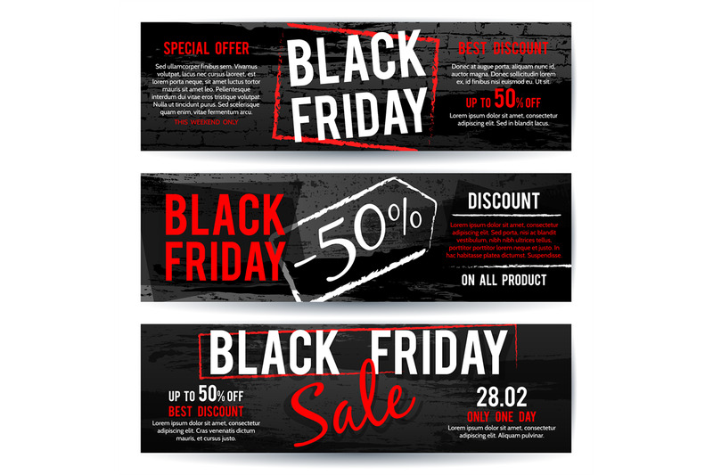 black-friday-sale-horizontal-advertising-vector-banners-with-black-and