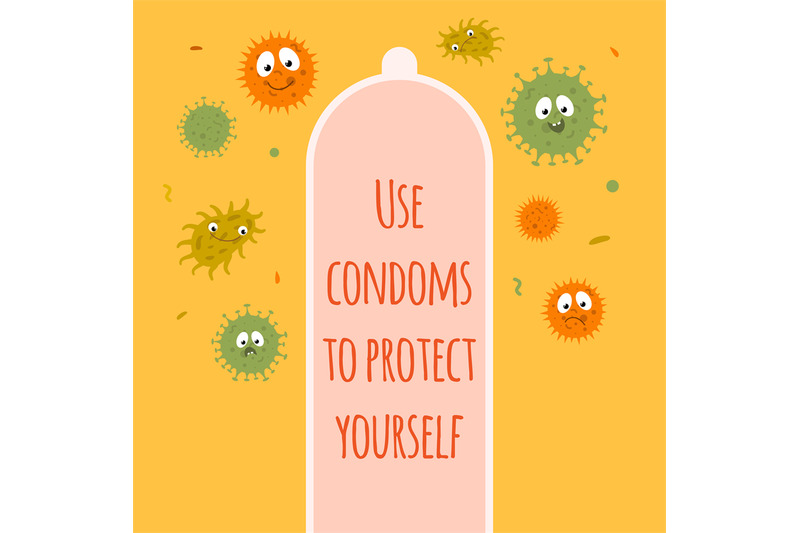 concept-illustration-of-condom-and-microbes