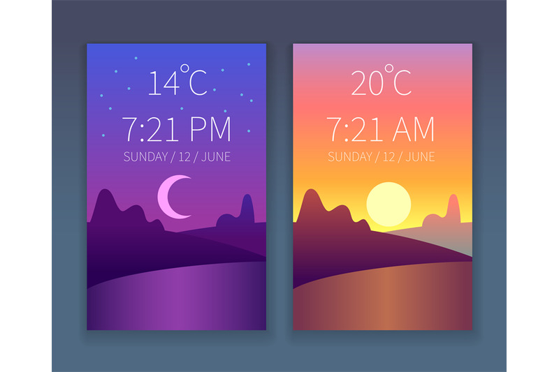 day-night-app-morning-and-evening-sky-nature-landscape-with-trees-v