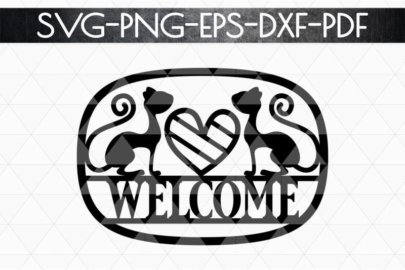 welcome-cat-sign-papercut-template-cat-house-decor-svg-dxf
