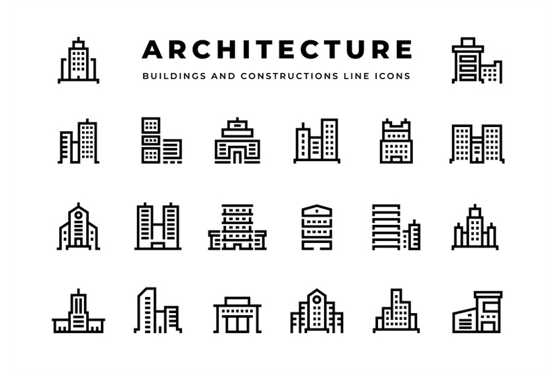building-line-icons-cityscape-with-skyscrapers-business-centers-and-m