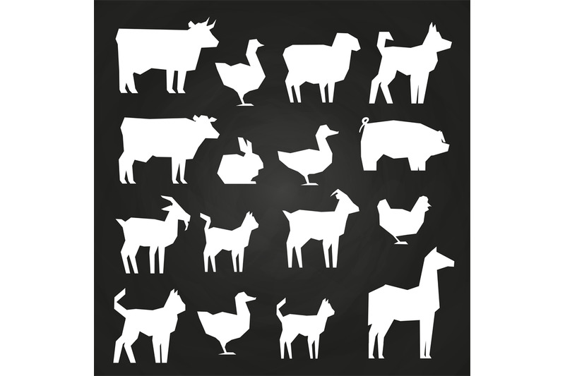 white-farm-animals-silhouetes-icons-on-black-background