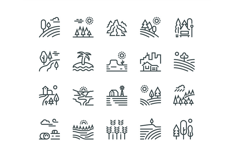landscape-line-icons-nature-park-mountain-hill-forest-trees-and-count