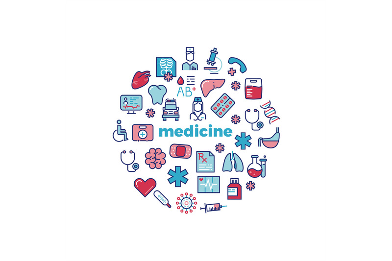 medicine-concept-with-colorful-line-icons-isolated-on-white