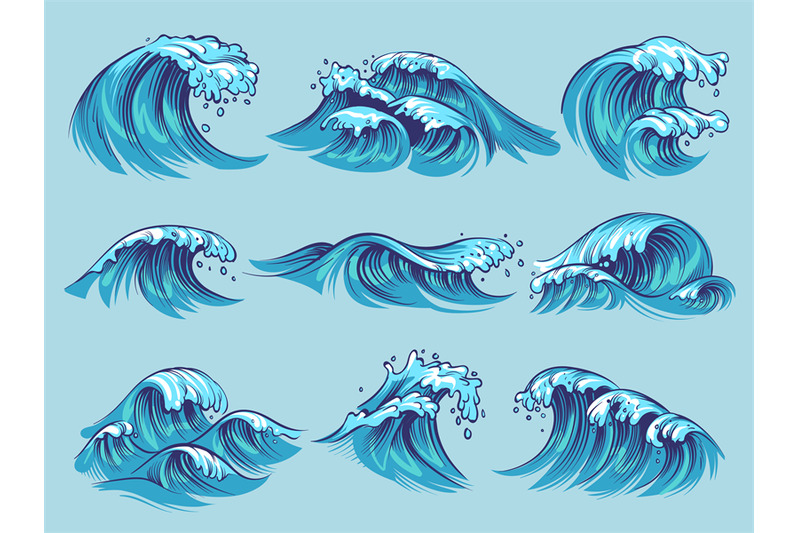 hand-drawn-ocean-waves-sketch-sea-tidal-blue-waves-tide-splash-hand-d