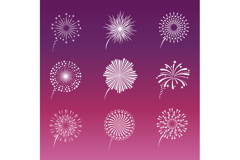 white-fireworks-collection-on-pink-background