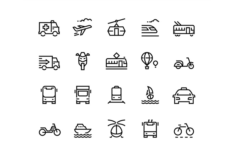 transport-line-icons-airplane-helicopter-balloon-train-trolley-city-v