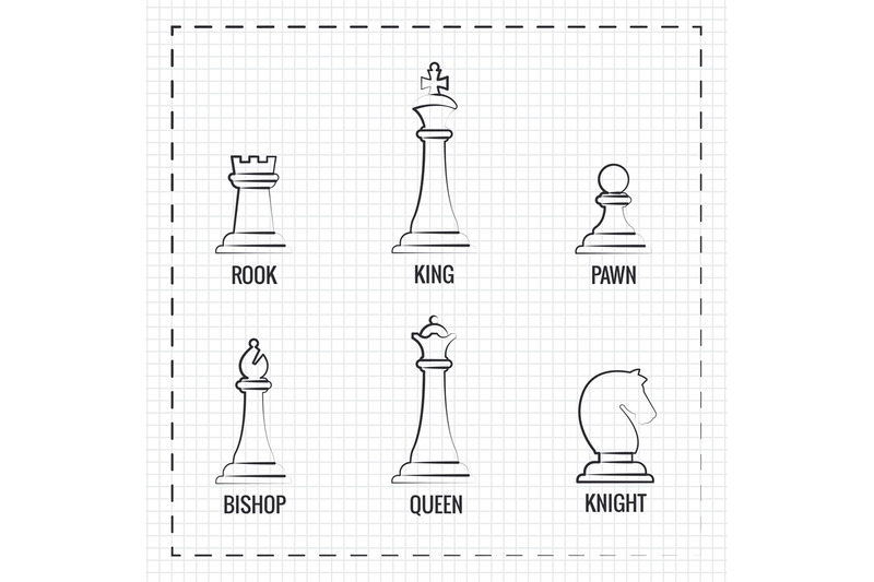 hand-drawn-chess-pieces-line-icons