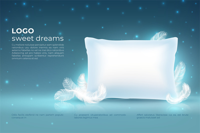 realistic-dream-concept-comfort-sleep-bed-relax-pillow-with-feathers