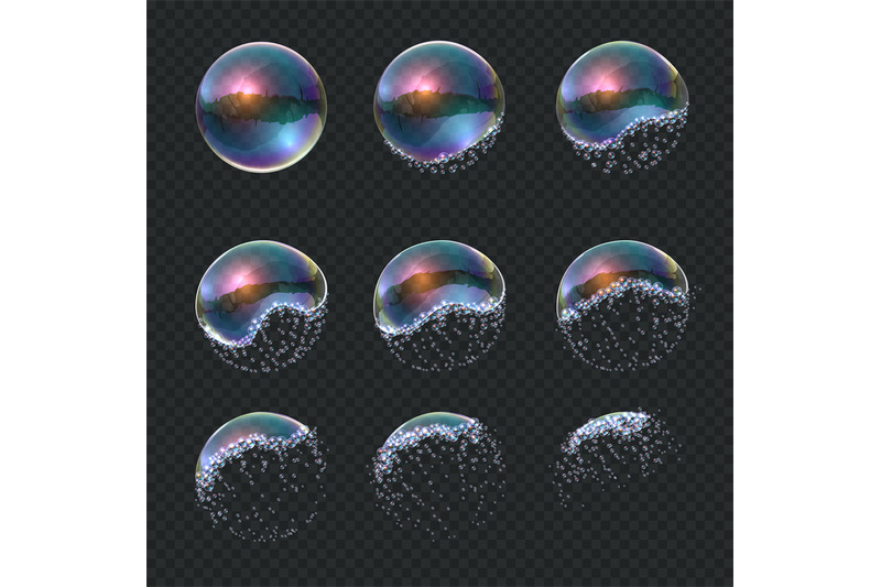 soap-bubble-explode-realistic-water-sphere-explosion-transparent-blu