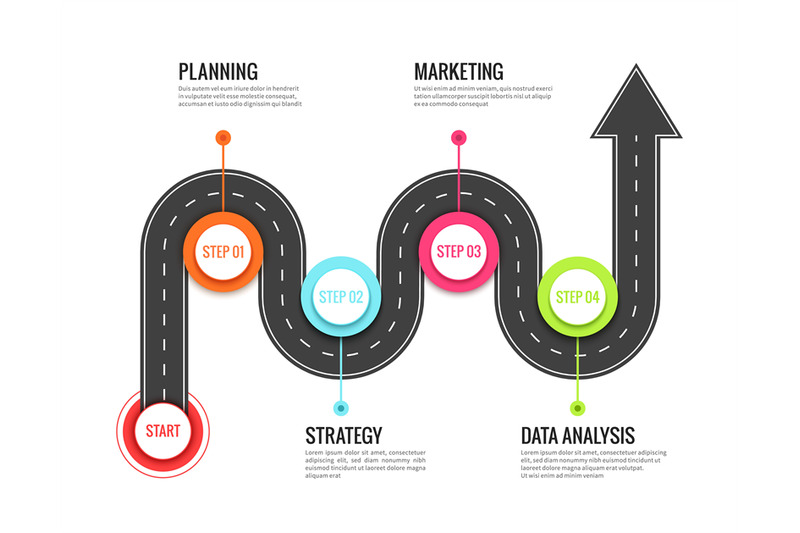 road-journey-infographic-trip-directional-map-winding-road-travel-to