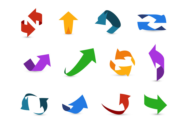 arrow-3d-set-colorful-arrows-symbols-economy-info-circular-path-inter