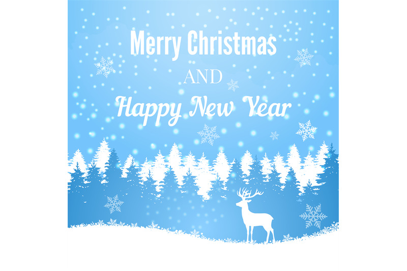 silhouette-of-christmas-deer-on-winter-forest-background