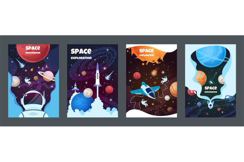 cartoon-space-banners-galaxy-universe-science-child-astronaut-modern