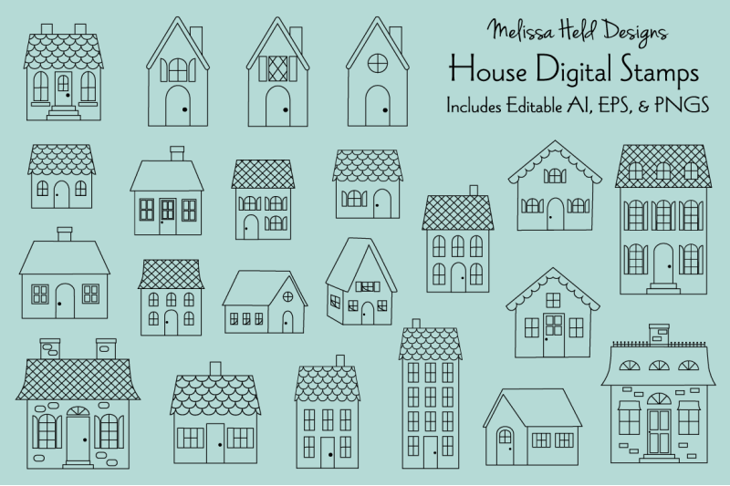 house-digital-stamps