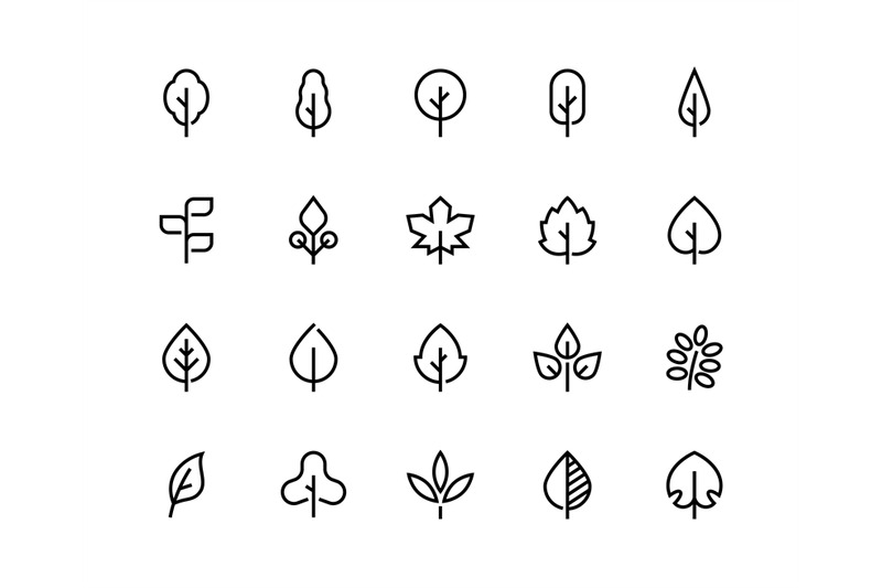 leaf-line-icons-minimalist-modern-plant-design-eco-tree-nature-logo-a