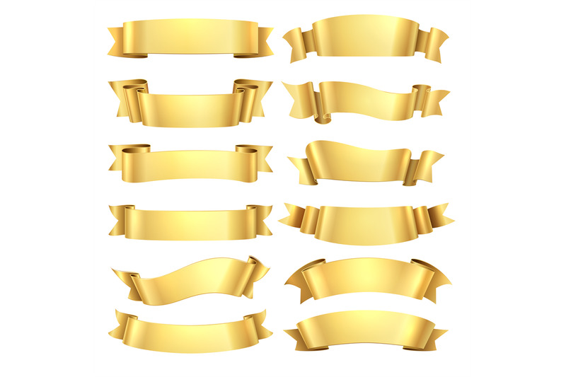 golden-ribbons-congratulations-banner-element-yellow-gift-decorative