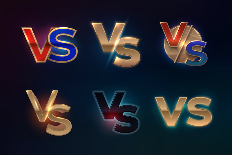 Versus logo set. VS letters for sport competition, MMA boxing fight ma