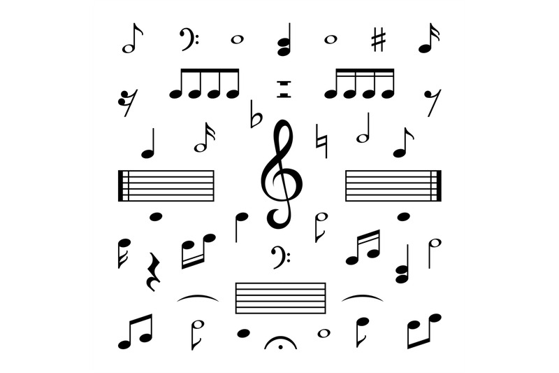 music-notes-set-musical-note-treble-clef-silhouette-signs-vector-isol