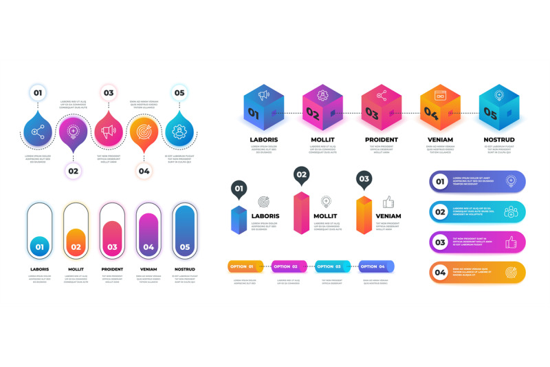 step-3d-infographic-realistic-flowchart-graph-business-options-prese