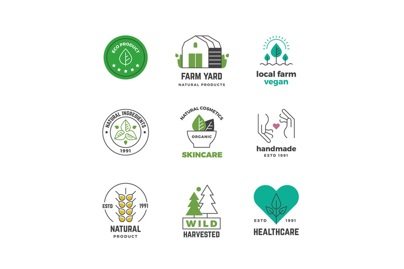 line-organic-logo-green-vegan-shop-label-nature-plants-vegetarian-st