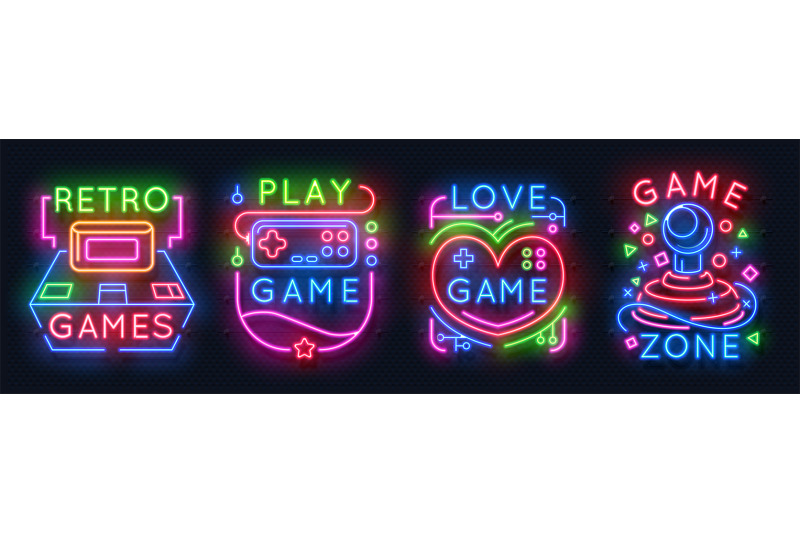 neon-game-signs-retro-video-games-zone-player-room-glowing-emblems