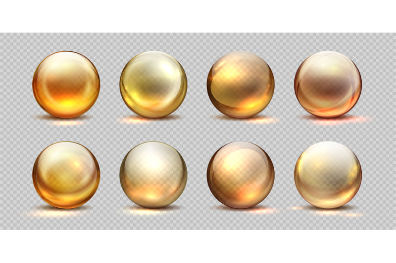 collagen-golden-balls-realistic-cosmetic-oil-liquid-serum-drop-tran