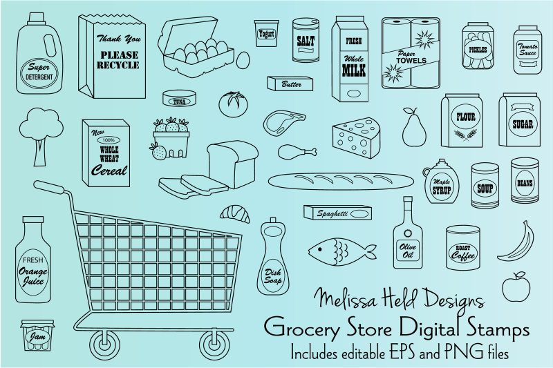 grocery-store-digital-stamps-clipart