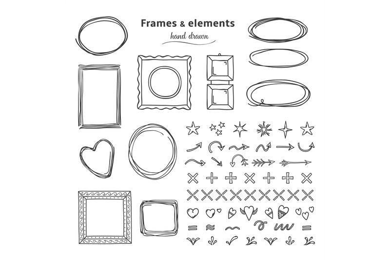 doodle-frames-and-elements-hand-drawn-square-round-line-frames-penci