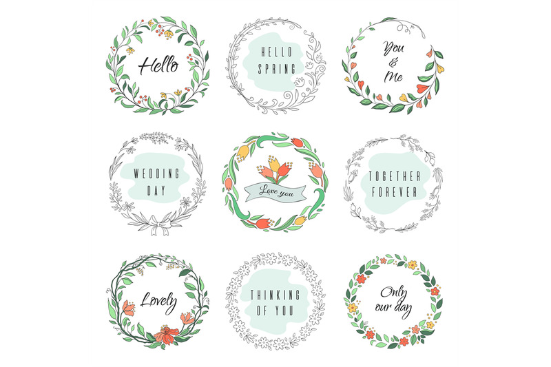 floral-circle-doodle-frames-circular-laurel-wreath-flourish-monogram