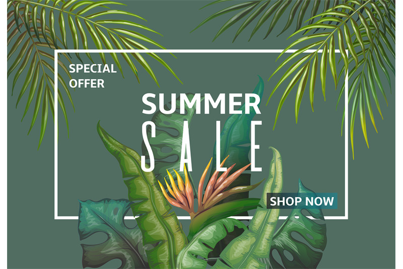 summer-sale-banner-palm-leaves-discount-frame-jungle-plants-invitati