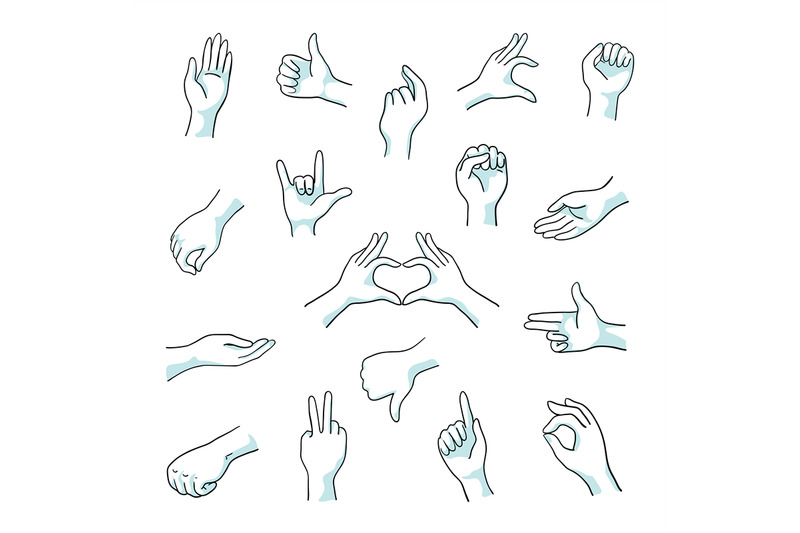 doodle-hand-gestures-finger-fist-and-arm-sketch-line-signs-numbers-t