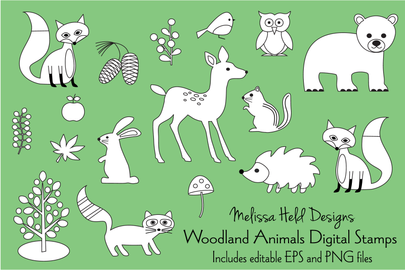 woodland-animals-digital-stamps-clipart