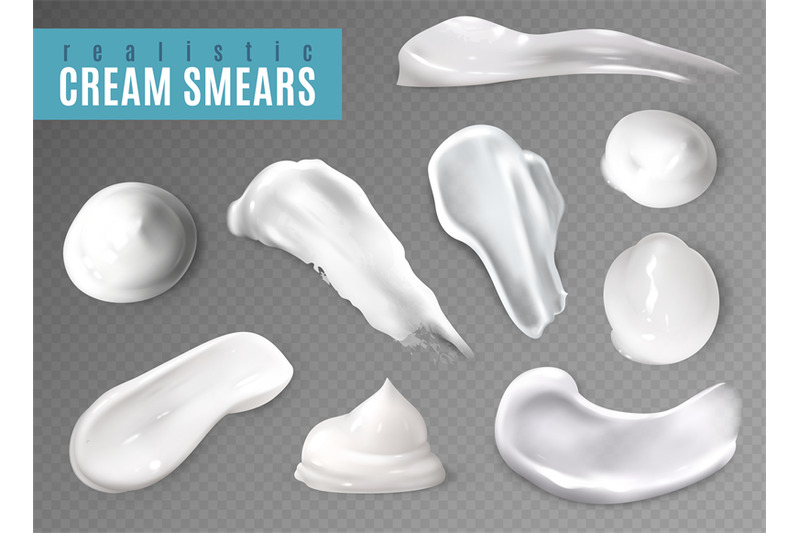 white-cream-smears-realistic-creams-drop-splashes-skincare-fresh-mois