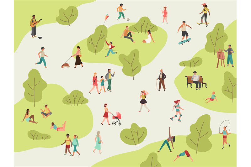 people-park-active-walk-outdoors-woman-man-girl-children-picnic-sport