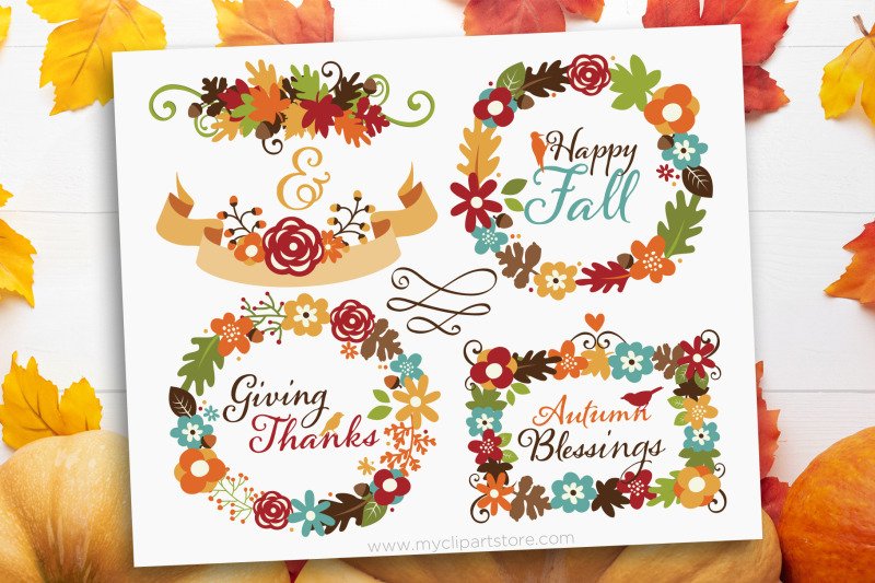 fall-wreaths-clipart-thanksgiving-flowers-vector-sublimation-svg