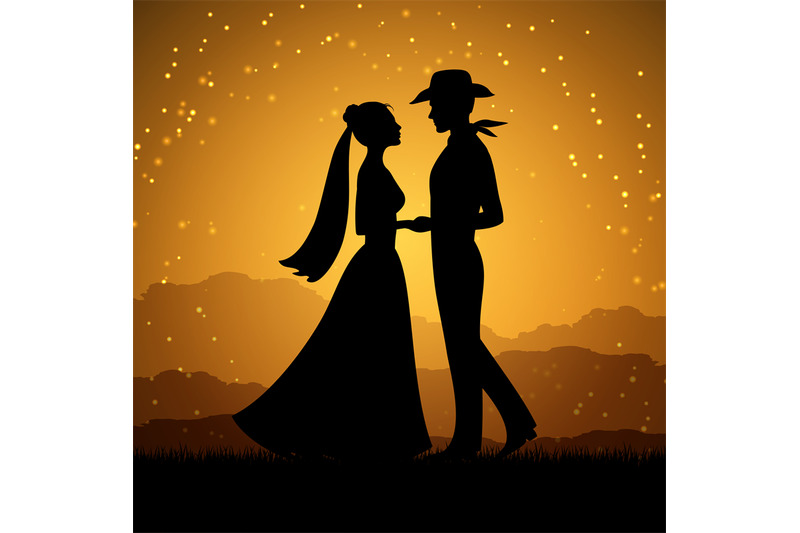 silhouettes-of-young-woman-and-cowboy-man