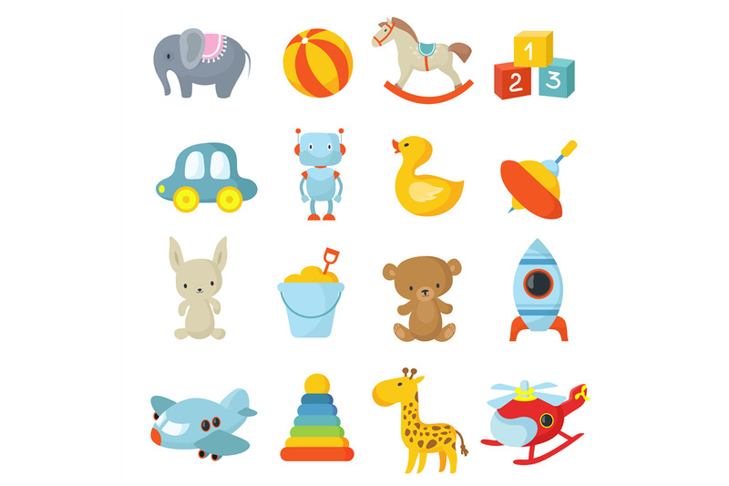 cartoon-children-toys-vector-icons-collection