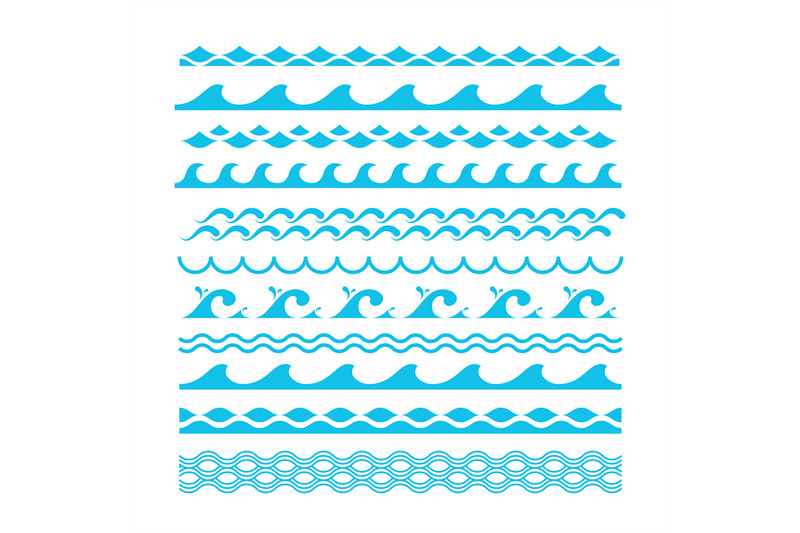 vector-decorative-blue-sea-waves-water-marine-symbols-set