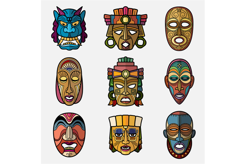 african-craft-voodoo-tribal-mask-and-inca-south-american-culture-totem