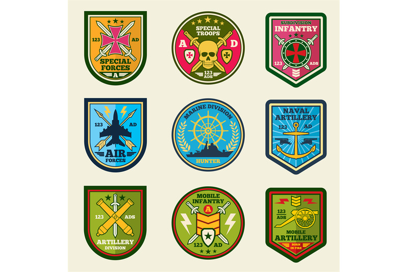 military-patches-vector-set-army-forces-emblems-and-labels