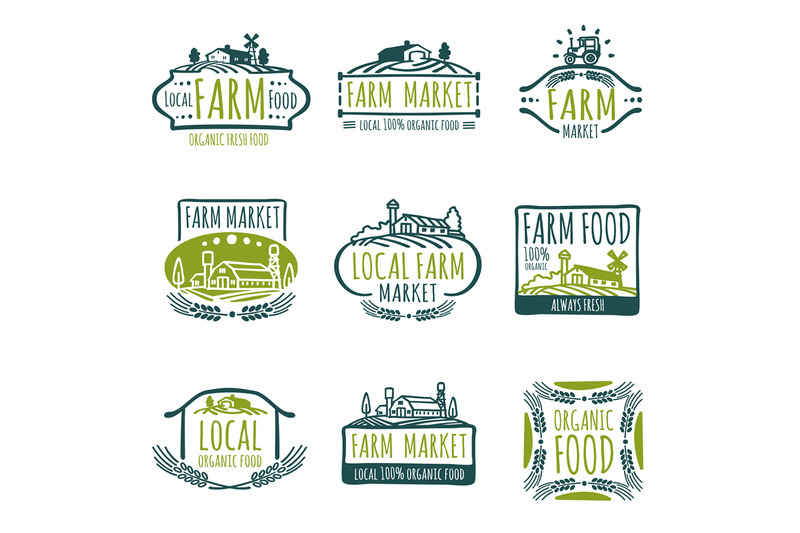 farm-and-organic-food-vector-labels-vintage-farmer-badges