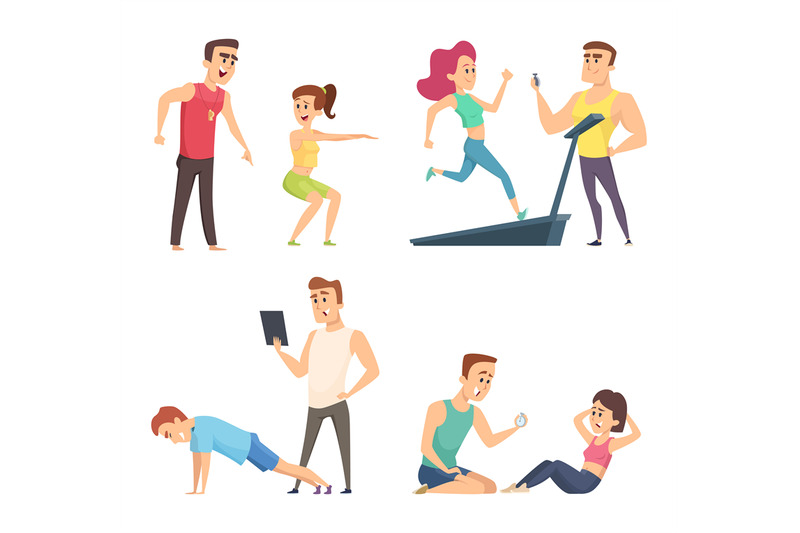 gym-training-set-of-cartoon-sport-characters