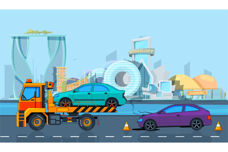 transport-accident-in-urban-landscape-vector-background-in-cartoon-st
