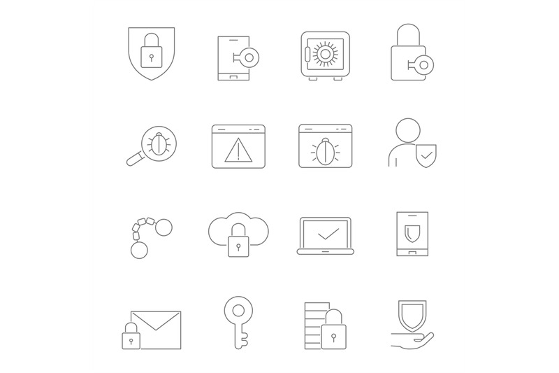 cyber-security-symbols-vector-linear-pictures-set