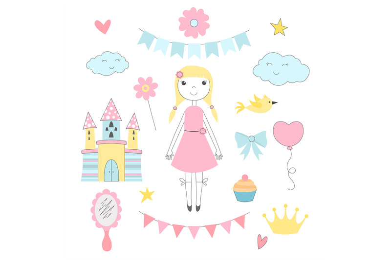 hand-drawn-pictures-for-kids-princess-with-her-fairy-tale-castle