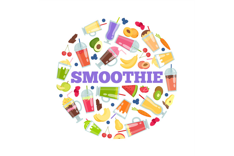 smoothie-cocktails-in-circle-vector-summer-background-isolate-on-whit