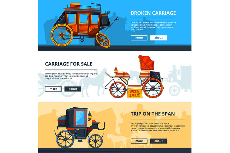 banners-with-carriage-pictures-horizontal-banners-with-place-for-your