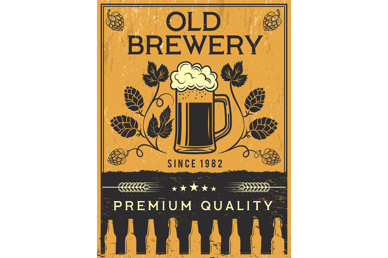 retro-poster-of-brewery-vector-template-illustration